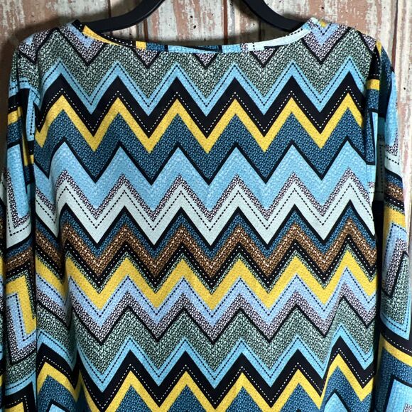 Lady Noiz Large Swing Style Dress Boho Groovy Vibes Chevron - Picture 9 of 16